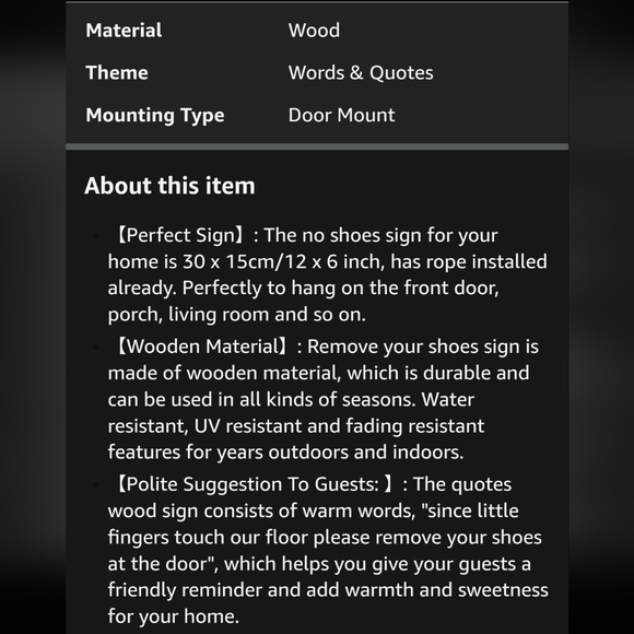 Wooden Sign 6x12 Little Fingers Touch Our Floor NWT remove shoes - Picture 10 of 14